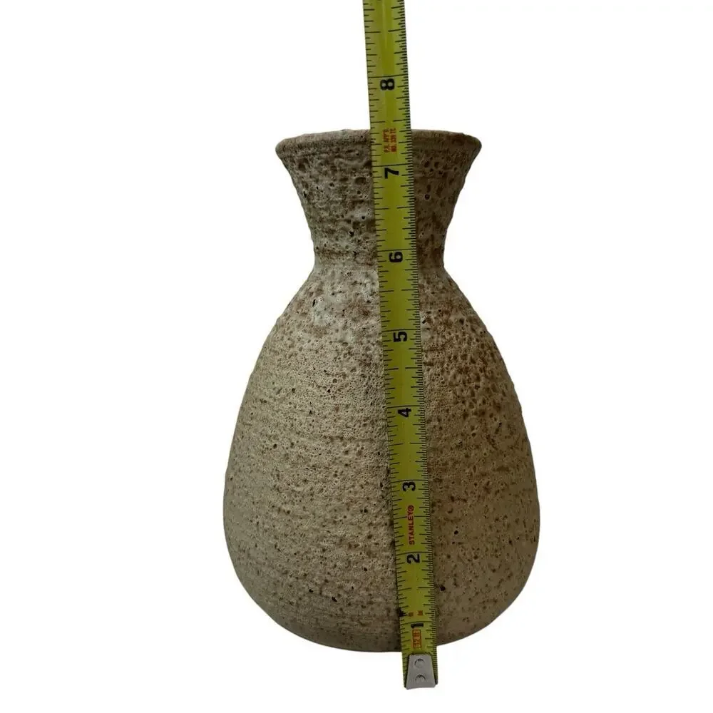 Vintage Studio Pottery Stoneware Vase Signed Modern Organic Neutral Home Decor